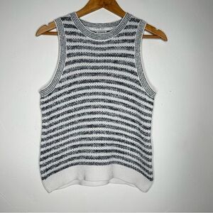 J. Crew Blue White Stripe Knit Sweater Vest Top Size Small Preppy Fall Office